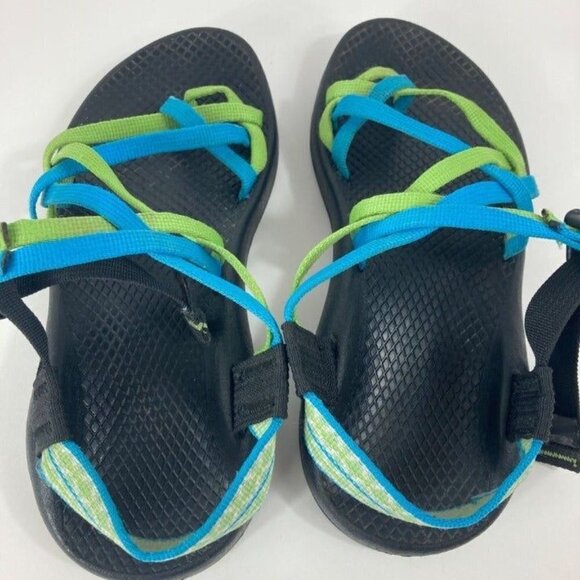 Womens Chacos Turquoise Lime Green‎ Sandals Vibram ZX2 Sz 6 - Picture 4 of 7